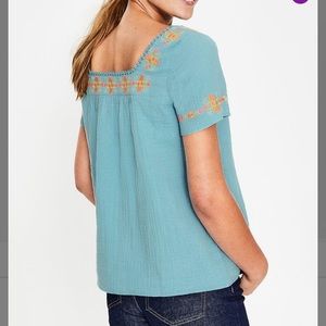 Boden Embroidered Clemmie Peasant Top